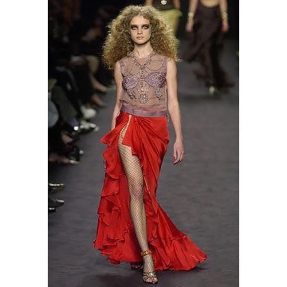 Elegant Red Ruffled skirt
